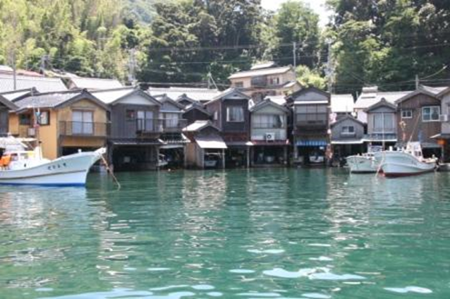 The Funaya Boat Houses of Ine and the view from a tour boat Photo